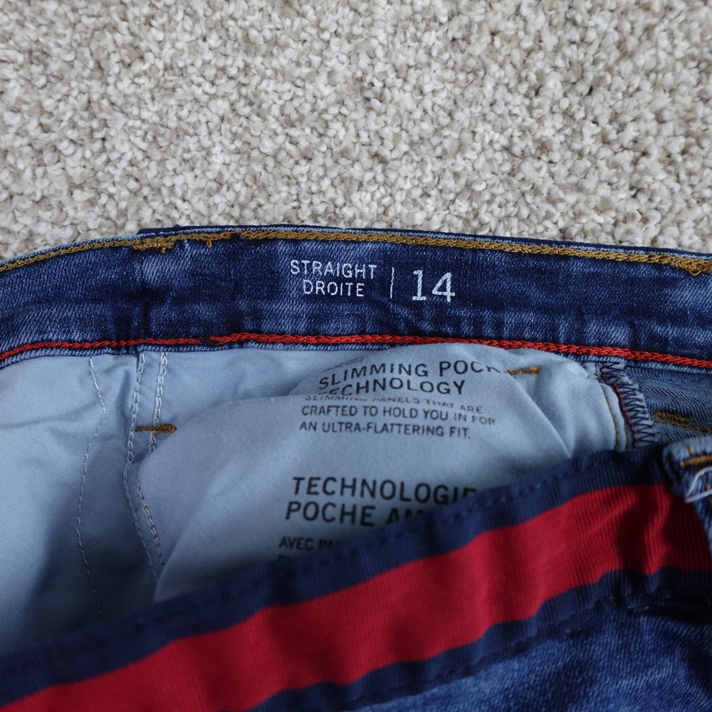 Tommy Hilfiger Denim Women 14 Straight Leg Jeans Blue Striped Waistband Slimming - Picture 5 of 10